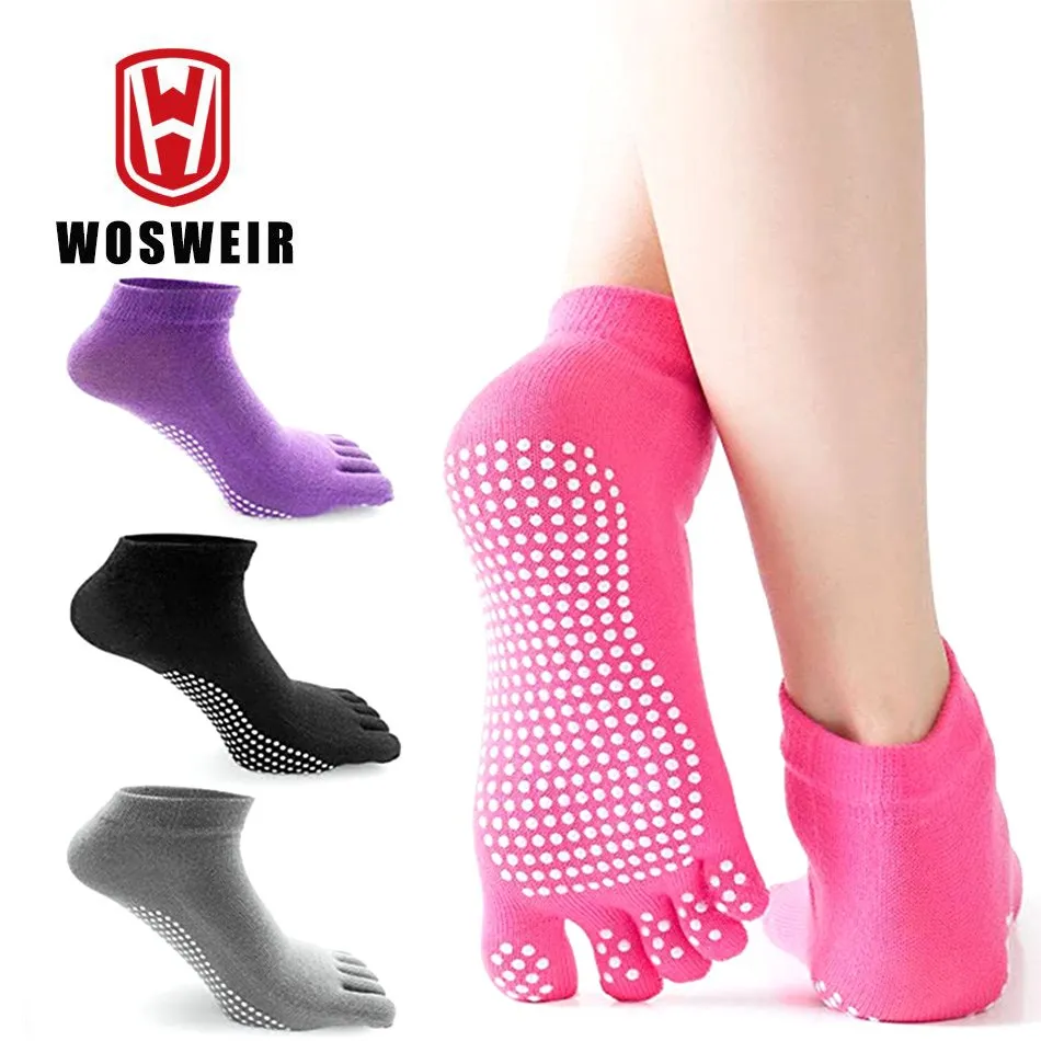 Top Trends: WOSWEIR 1 Pair Women Sports Yoga Socks Five Finger Slipper Anti Slip Lady Pilates Ballet Heel Professional Dance Protector Shoppable Styles