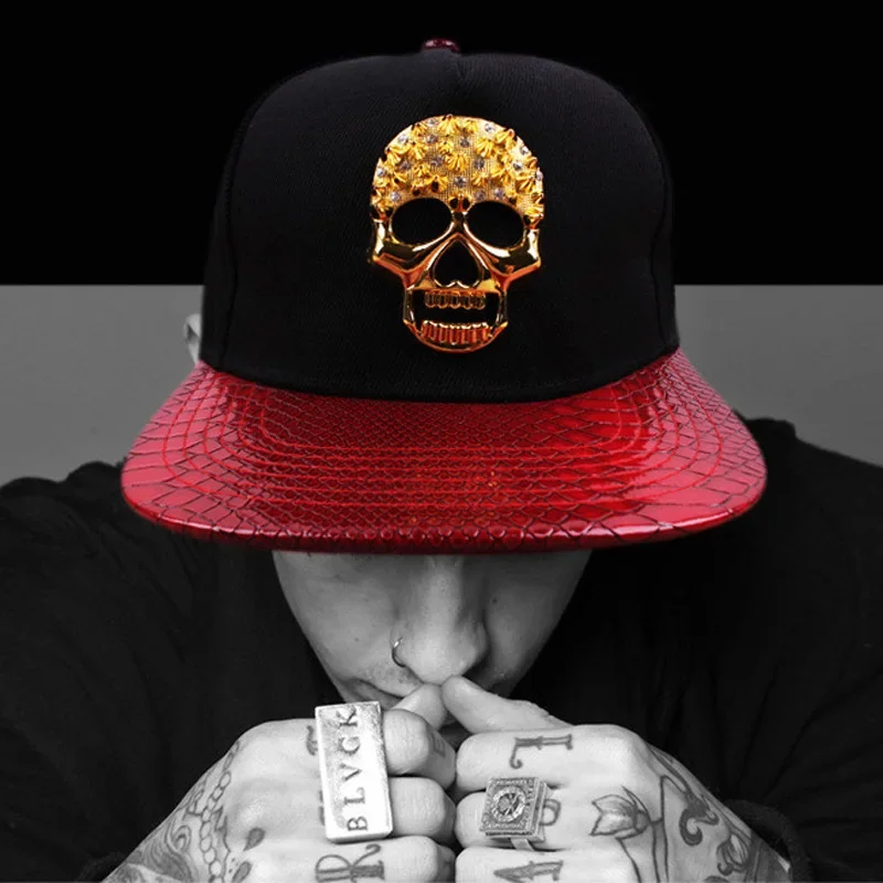 Top Trends: Man&#039;s Punk Skull Snapback Caps Cool Hip Hop Hat Leather Brim Baseball Caps Rap Cap For Men Gorra Hip Hop Hombre Hats 2023 NEW Shoppable Styles