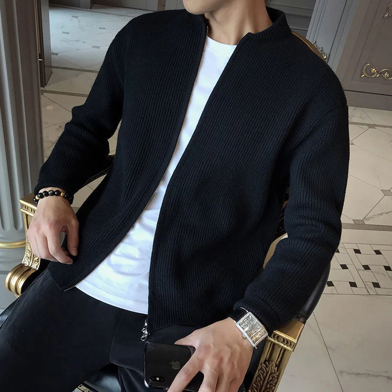 Top Trends: Autumn Winter Solid Color Japanese Zipper Casual Sweaters Man Long Sleeve Loose Fashion Streetwear Clothes Chic Male Cardigan Shoppable Styles - Image 4