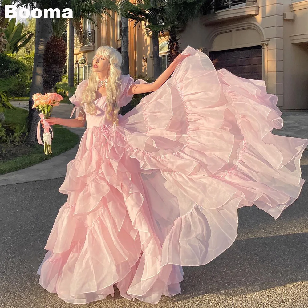 Top Trends: Booma Pink Selkie Princess Prom Dresses Ruffles Sweetheart Long Birthday Party Dresses Short Sleeves Graduation Gowns For Girls Shoppable Styles