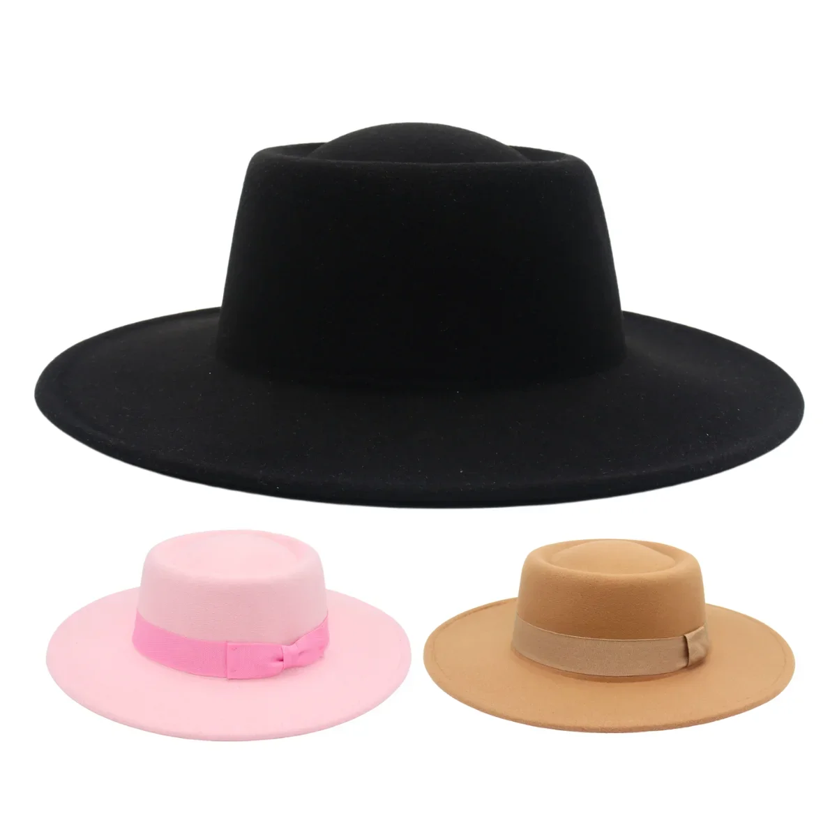 Top Trends: Pink French Women Fedora Hat Bowknot Ribbon Wool Jazz Felt Hats For Ladies Winter Autumn Chapel Elegant Dress Hat Banquet Bowler Shoppable Styles - Image 2