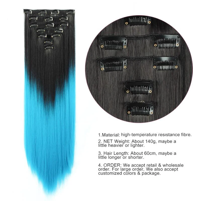 Top Trends: Linwan Synthetic Long Straight Hair 16 Clips 140G Extensions Clips In High Temperature Fiber Black Brown Ombre White Hairpiece Shoppable Styles - Image 5