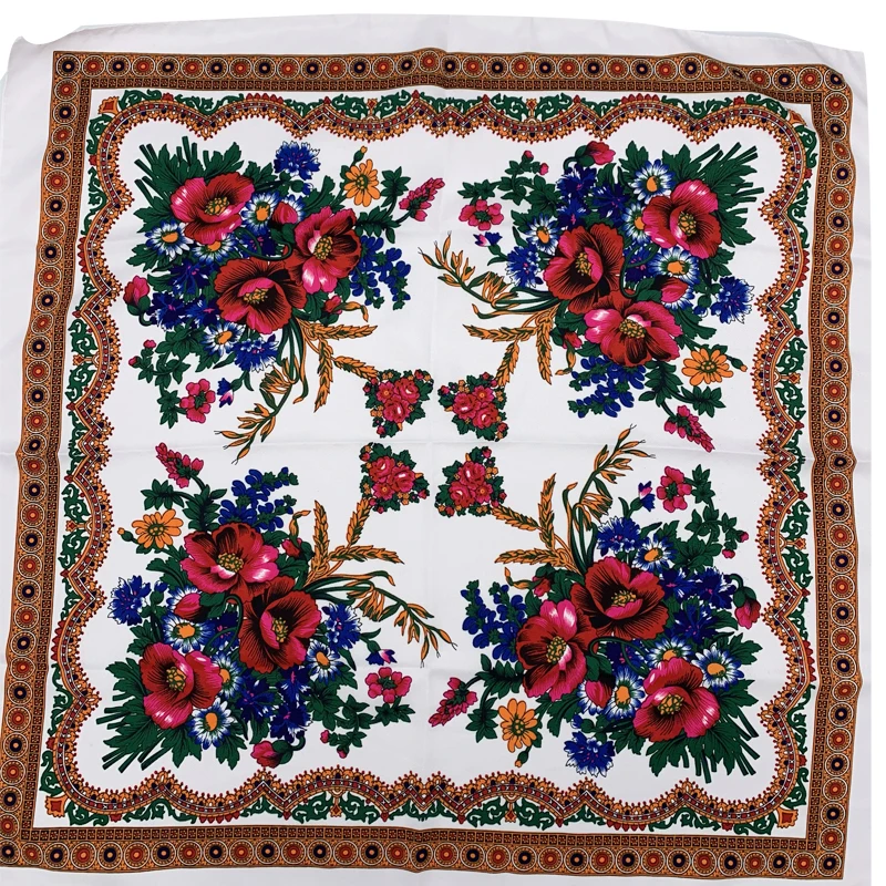 Top Trends: Retro Floral Printed Babushka Scarf National Russian Scarf Women&#039;s Square Bandana Ukrainian Shawl Foulard Femme Female Headband Shoppable Styles