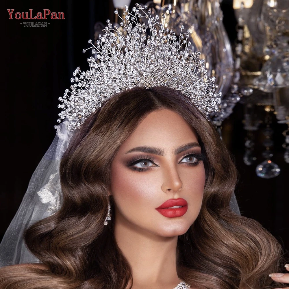 Top Trends: TOPQUEEN Luxury Bridal Crown Rhinestones Tiaras Bride Headband Wedding Hair Accessories Pageant Diadem Women Headdress HP193P Shoppable Styles