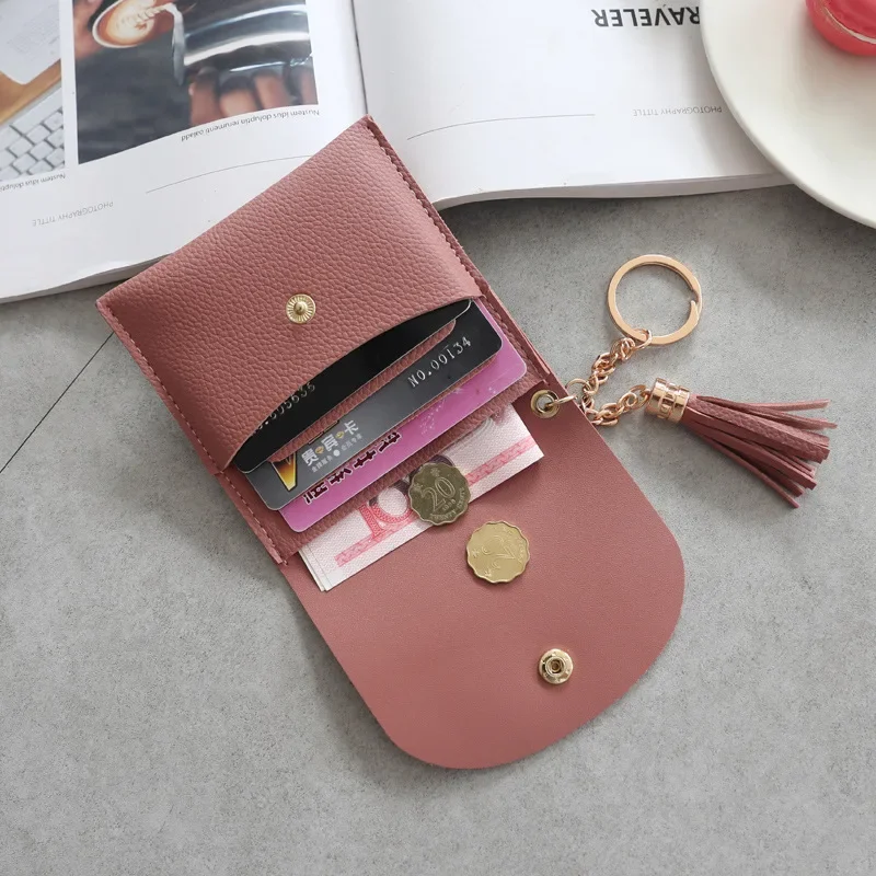 Top Trends: Sweet Lady Card Wallet Mini Tassel Credit Card Holder For Student Women Small Money Coins Pouch Cute Bank Cards Change Bags Shoppable Styles