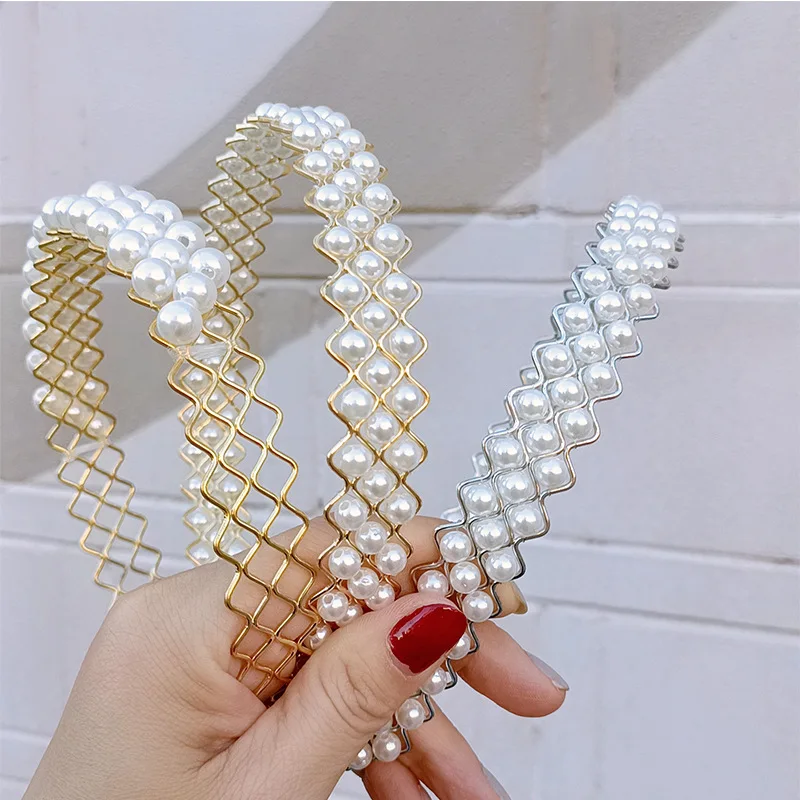 Top Trends: 1pc Fashion Pearl Hairbands For Women Girls Rhinestone Crystal Sweet Hair Hoops Headband Headdress Trendy Hair Accessories Shoppable Styles