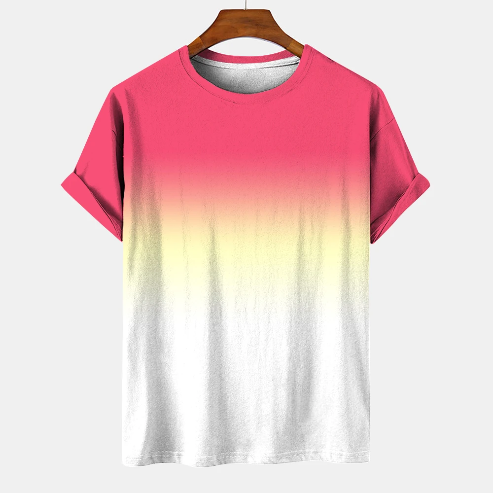 Top Trends: Simple Men's T-shirt Gradient Printing New Street Short Sleeve Loose Oversized Shirt Everyday Casual Top O-neck Men's Clothing Shoppable Styles - Image 2