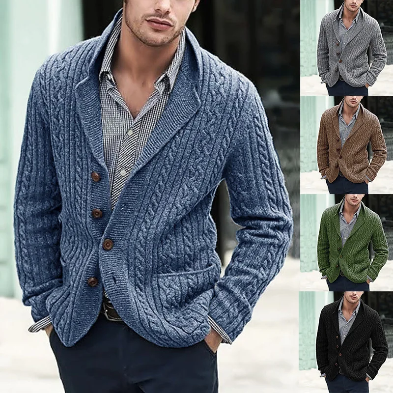 Top Trends: Men Casual Knitting Tailored Collar Cardigan Autumn Winter Solid Long Sleeve Male Daily Style Pocket Men's Black Sweater Coat Shoppable Styles