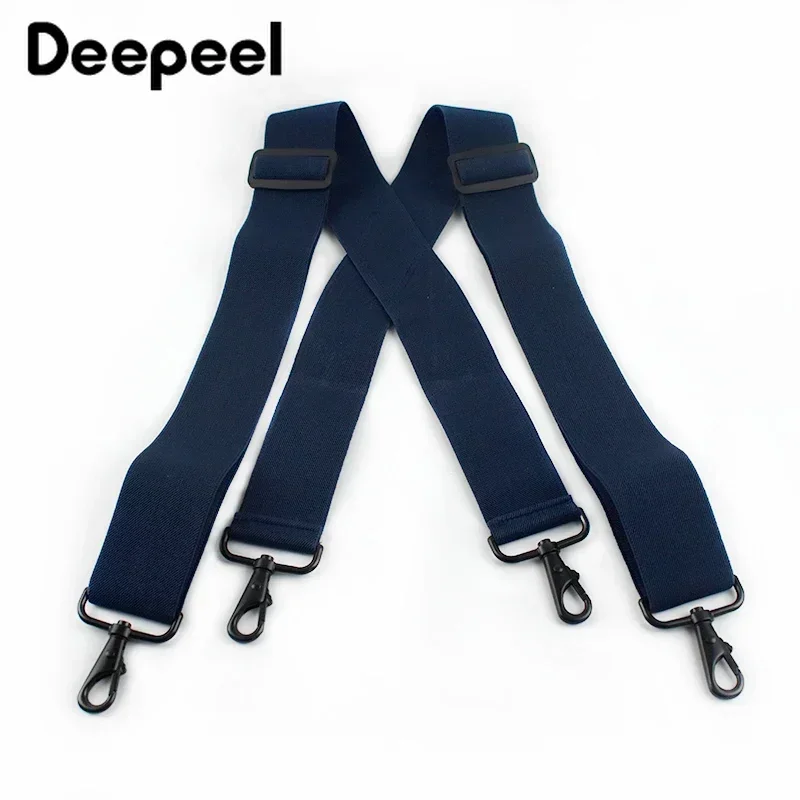 Top Trends: 1Pc Deepeel 5*120cm New Fashion Wide Men's Suspender Pants Black Hook Buckle 4 Clip Stretch Male Jockstrap Work Braces Accessory Shoppable Styles