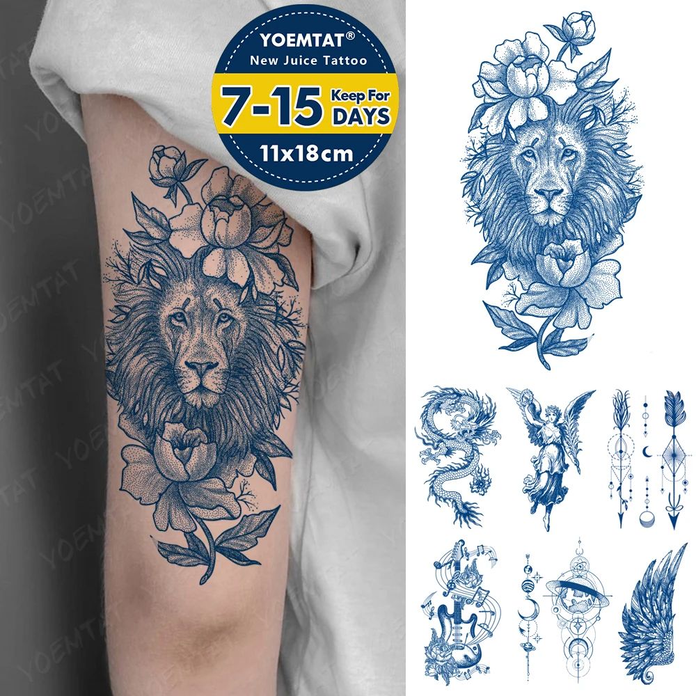 Top Trends: Juice Lasting Ink Semi-Permanent Waterproof Temporary Tattoo Sticker Lion Dragon Flower Angel Fake Tatoo Genipin Herbal Body Art Shoppable Styles