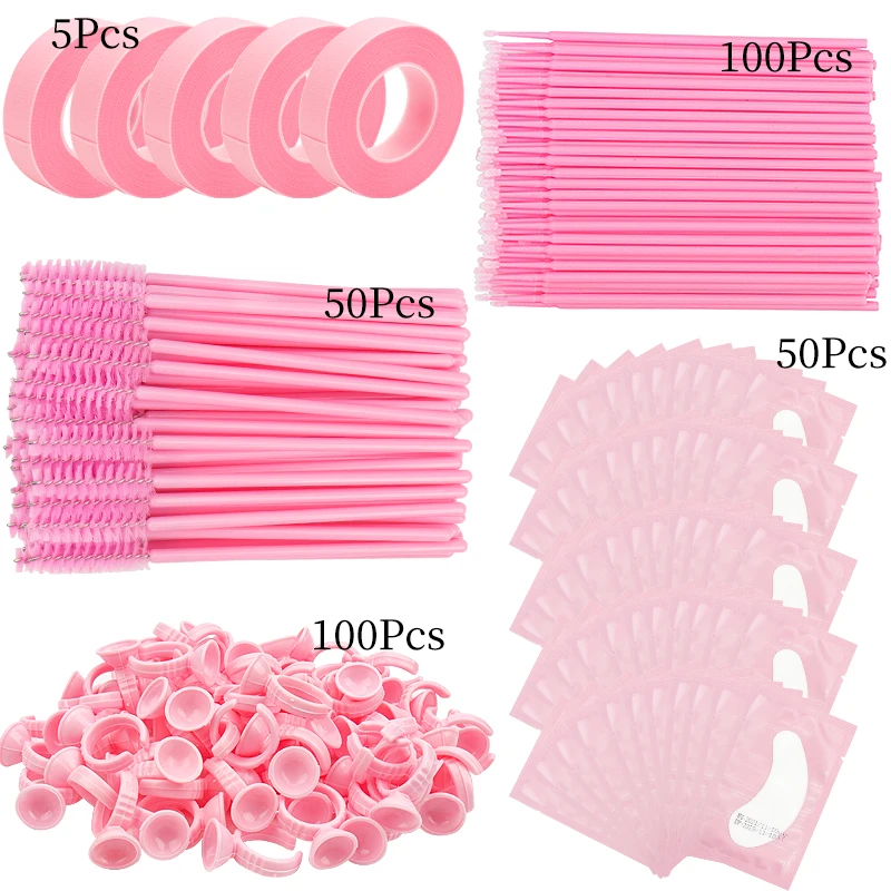 Top Trends: Eyelash Makeup Tool Set Brush Tape Glue Ring Eye Gel Pad Patch Disposable Mascara Wand Applicator Lashes Extension Supplies Shoppable Styles