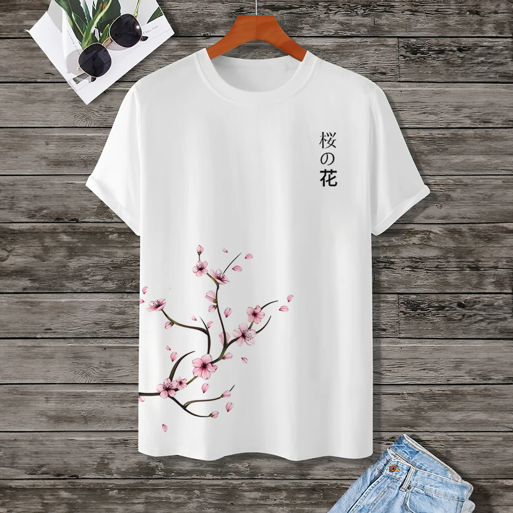 Top Trends: Simple T-Shirts For Men 3d Cherry Blossom Printed Daily Casual Short Sleeved Loose Oversized T-Shirt Street Harajuku Sportswear Shoppable Styles