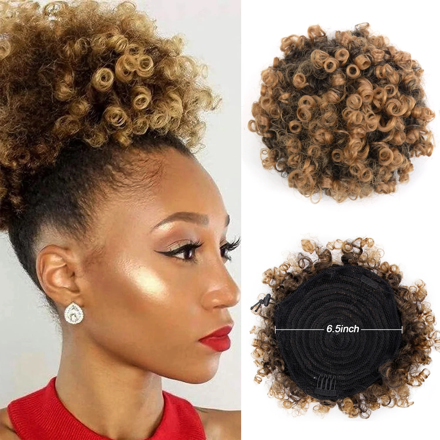 Top Trends: Drawstring Afro Curly Puff Ponytail Synthetic Chignon Wig Ponytail Short Afro Hair Extensions Clip In Hair Buns Pieces For Women Shoppable Styles