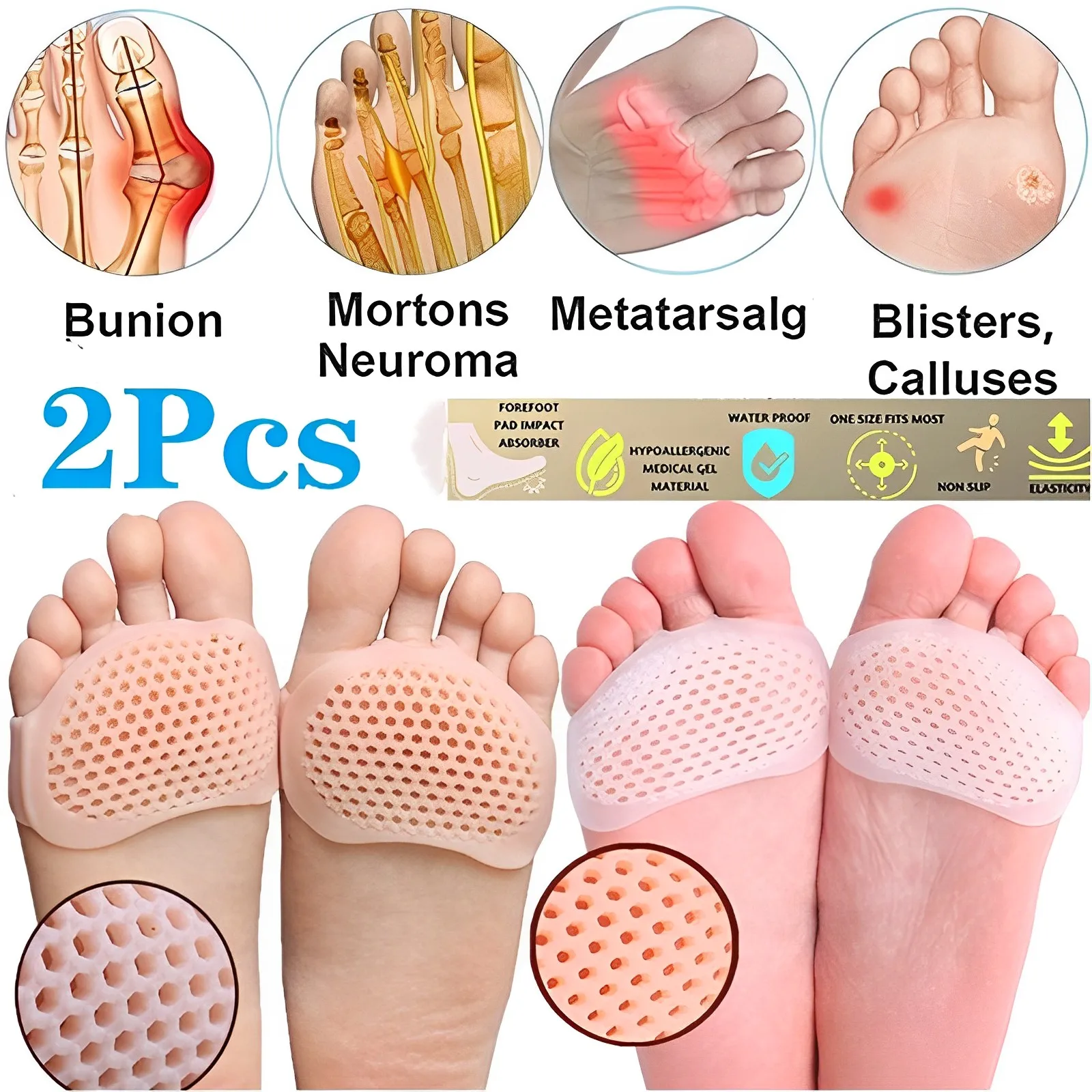 Top Trends: 2pcs Silicone Honeycomb Forefoot Insoles High Heel Shoes Pad Gel Insoles Breathable Health Care Shoe Insole Massage Shoe Insert Shoppable Styles