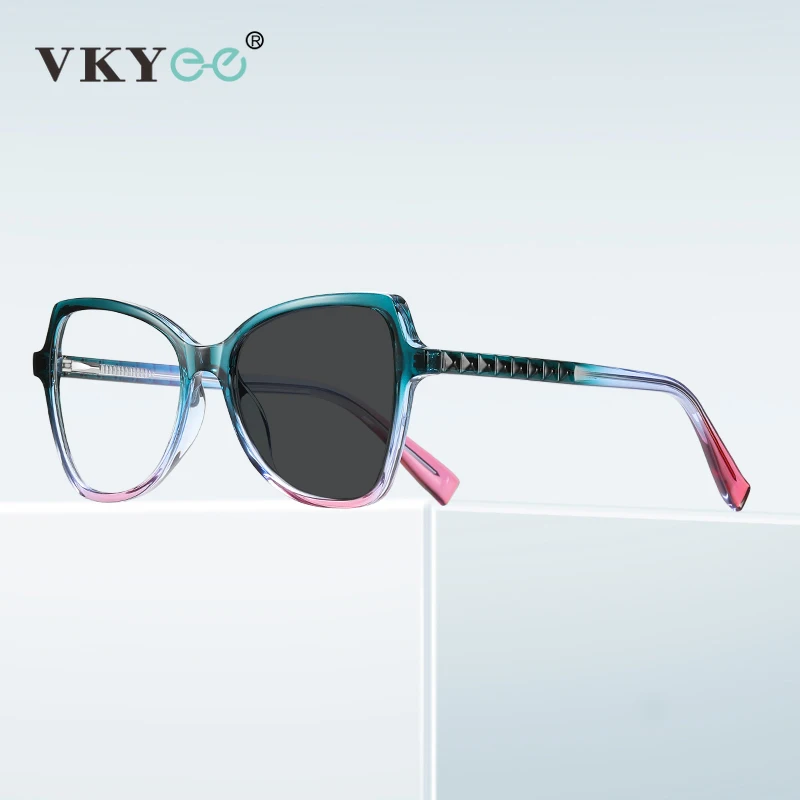 Top Trends: VKYEE Stylish Large Frame Women's Eyeglasses Geometric Design Anti-Blue Light Glasses Photochromic Customizable Prescription Shoppable Styles - Image 3