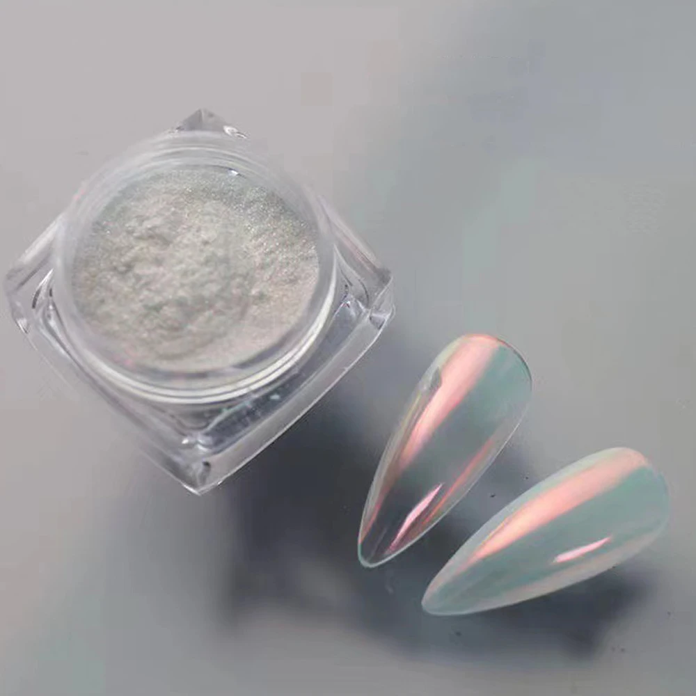 Top Trends: White Chrome Powder Pearl Shimmer Chrome Powder With Mirror Effect Pearl Effect Chrome Glazed Donut Nail Chome Pigment Decor Shoppable Styles - Image 3