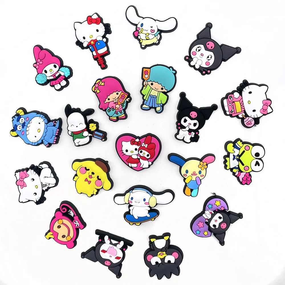 Top Trends: Sanrio Cartoon Shoe Charms Kawaii Anime Figure Hello Kitty Melody Kuromi Cinnamoroll PVC Souvenir Cute Crocx Accessories Gifts Shoppable Styles