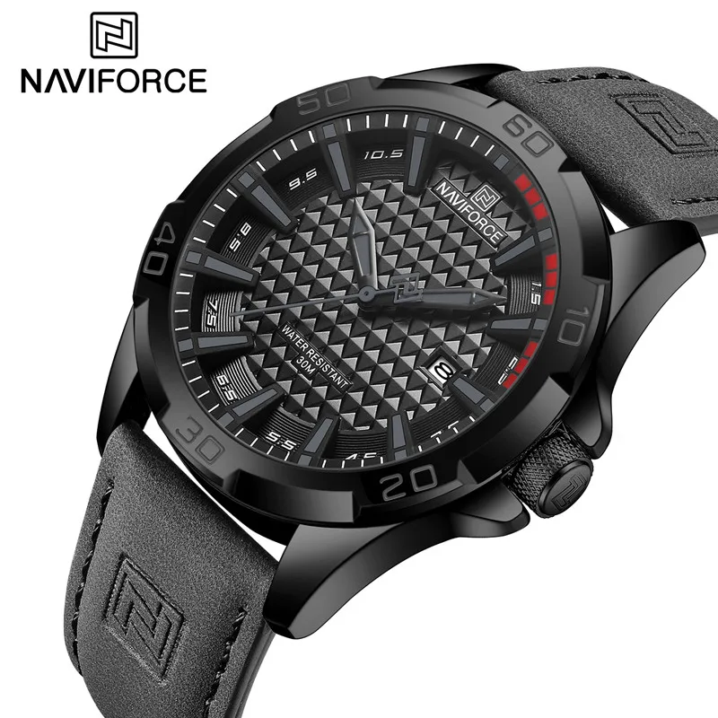 Top Trends: Top Brand NAVIFORCE Men Quartz Watch Sports Shockproof Waterproof Leather Male Fashion Luxury WristWatch Casual Calendar Clock Shoppable Styles