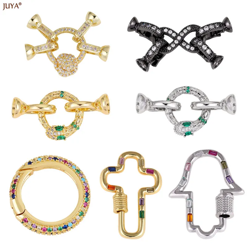 Top Trends: JUYA New Copper Zircon Clasps Hooks Connector Fasteners For DIY Jewelry Making Needlework Pearl Bracelet Necklace Accessories Shoppable Styles