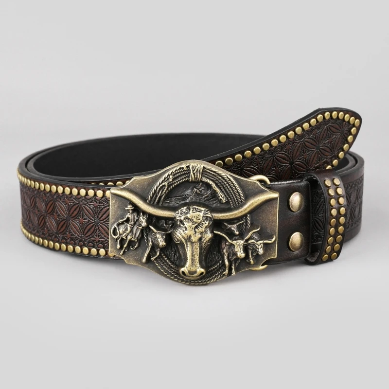 Top Trends: Western Cowboy PU Leathers Belt Men Waist Strap Vintage Engraved Belt For Jeans Shoppable Styles