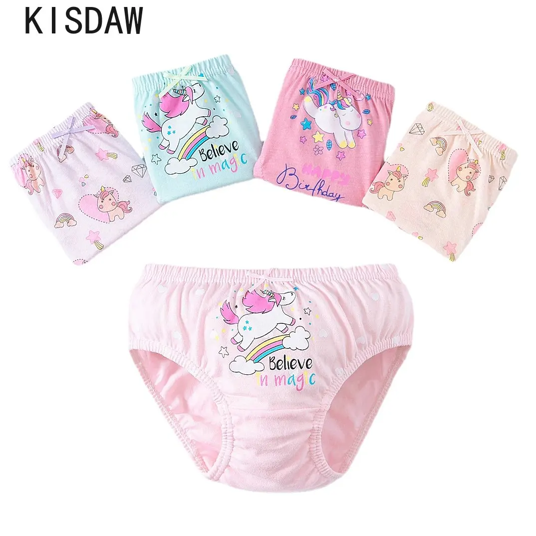 Top Trends: 5 Pcs / Lot Cotton Girls Underwear Cute Rainbow Characters Cartoon Panties For Girls Breathable Kids Triangle Briefs Underwear Shoppable Styles