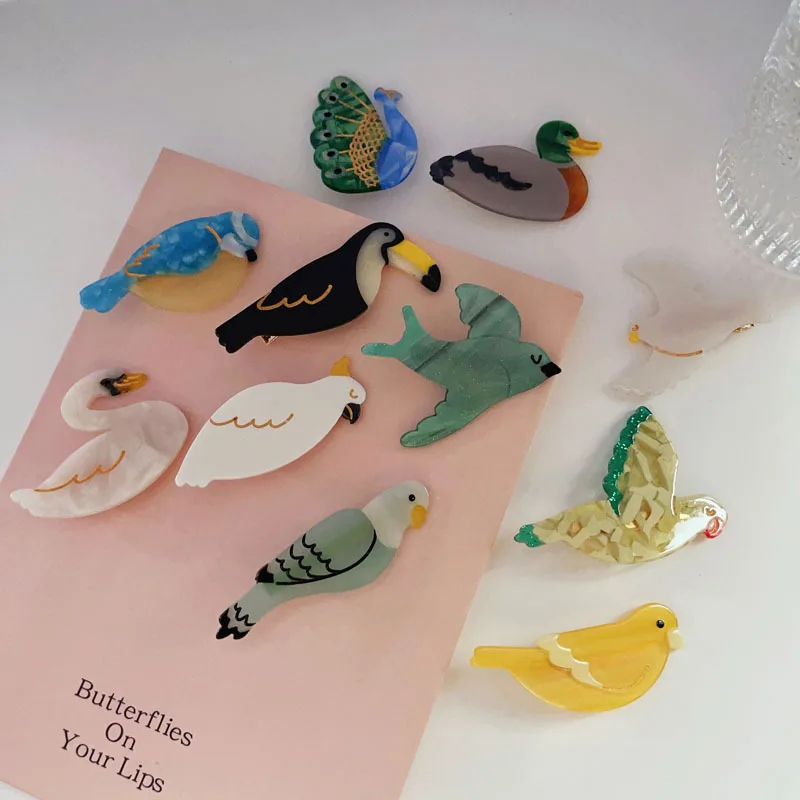 Top Trends: Cute Cartoon Animals Acetate Hairpin Bird Parrot Peacock Accessories Funny Hair Claw Clips Gifts For Girl Tiara Headwear Women Shoppable Styles