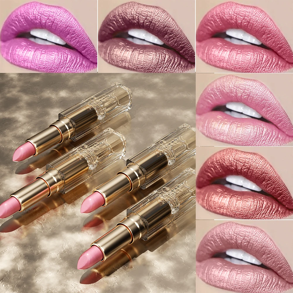 Top Trends: 12 Colors Korea Matte Glitter Lipstick Pink Nude Matte Gliter Waterproof Kissproof Glitter Flip Lipstick Orange Dropshipping Shoppable Styles