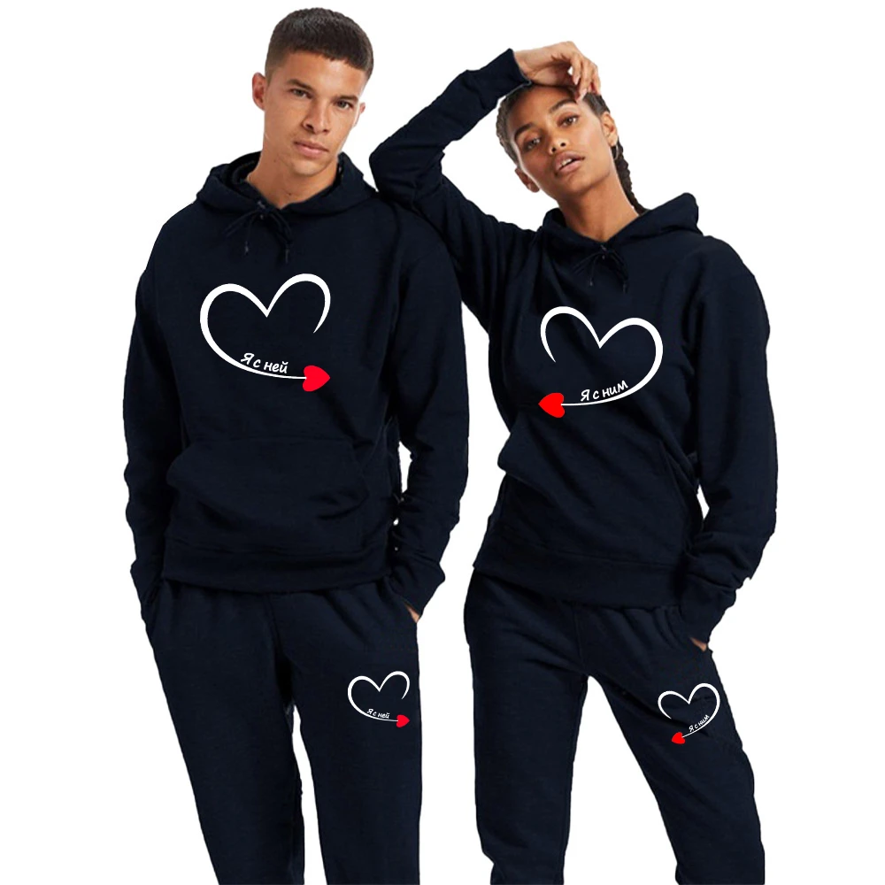 Top Trends: Couple Jogging Tracksuit I&#039;m With Her Print Lover Hoodie And Pants 2 Pieces Sets Clothes Men Sweatshirts Women Hoodies Suits Shoppable Styles