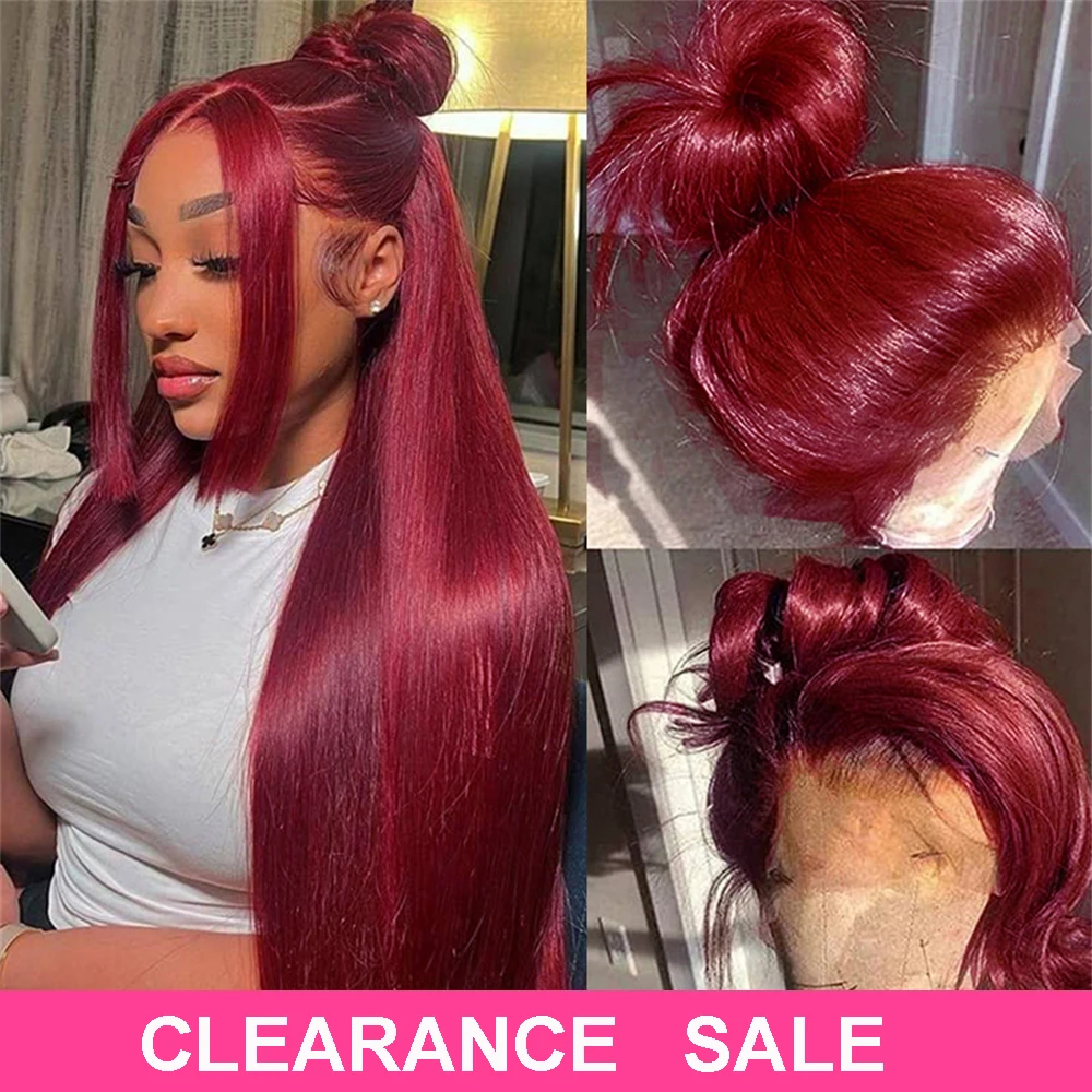 Top Trends: Burgundy 13x6 HD Lace Frontal Human Hair Wigs Straight 99J 13x4 Transparent Lace Front Wig On Sale Clearance Brazilian Colored Shoppable Styles