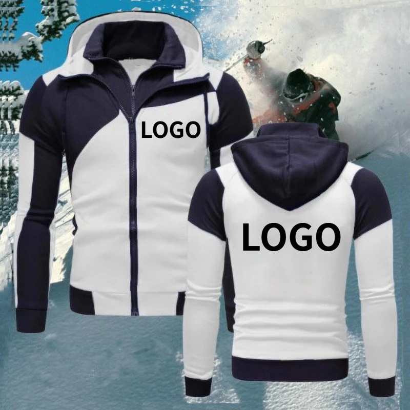 Top Trends: Custom LOGO Men Hoodies Brand Zipper Fleece Patchwork Fashion Casual Streetwear Sweatshirt Spring Autumn Male Jacket Wholesale Shoppable Styles