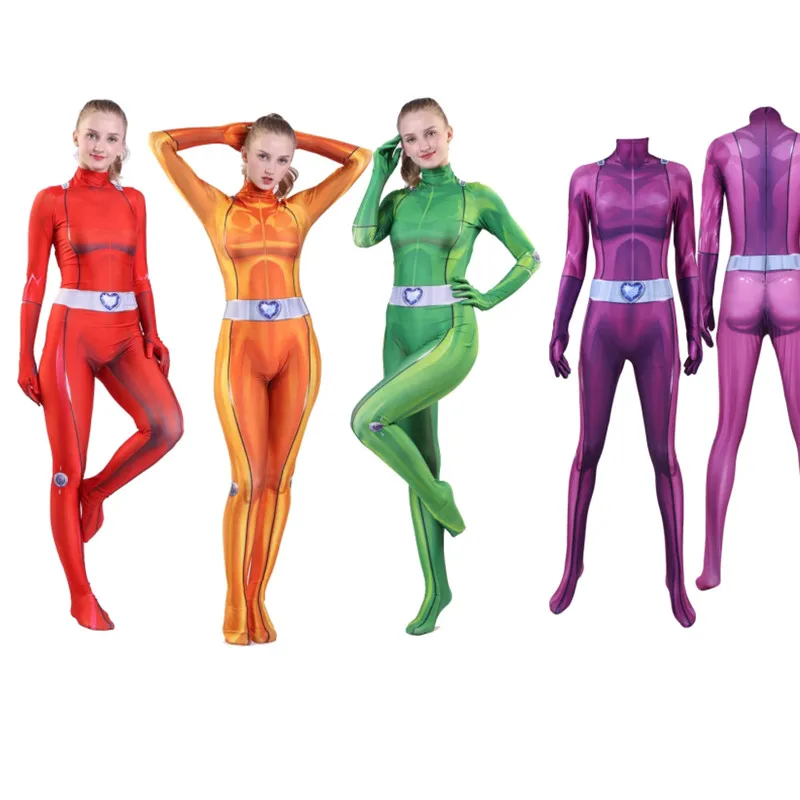 Top Trends: Kids Adults Women Girls Totally Spies Cosplay Costume Zentai Clover Ewing Samantha Simpson Alexandra Bodysuit Suit Jumpsuits Shoppable Styles