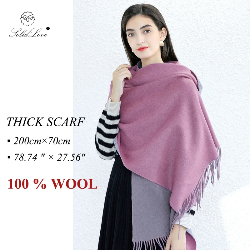 Top Trends: 100% Lamb Wool Scarf Solid Color Plain Women Man Winter Warm Soft Neck Scarves Real Wool Shawl Brand 2023 Female Cashmere Scarf Shoppable Styles