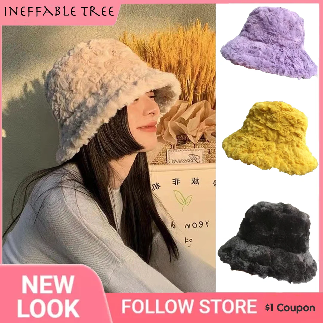 Top Trends: INS Soft Ruffle Sweet Bucket Hat Plush Lotus Leaf Winter Warm Fisherman Hats For Women Girls Warm Outdoor Panama Casual Gorras Shoppable Styles