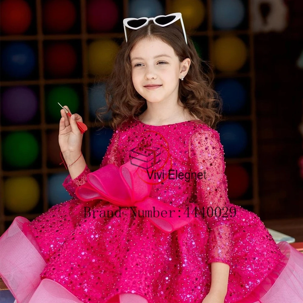 Top Trends: Charming Scoop Pink Flower Girls Dresses With Sequined 2023 Summer New Zippper Back Tiered Christmas Gowns فلور فتاة اللباس Shoppable Styles