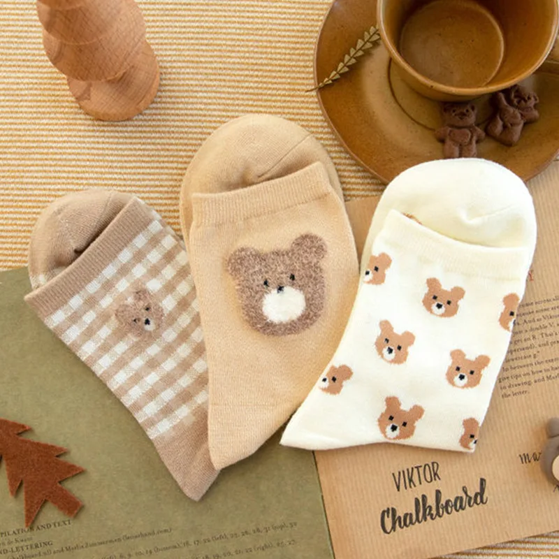 Top Trends: Autumn Bear Cute Socks Women Female Cute Japanese Medium Tube Socks Korean College Kawaii Harajuku Socks Shoppable Styles