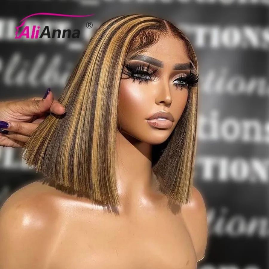 Top Trends: Honey Blond Bob Wig Lace Front Human Hair Wigs P4-27 Highlight Wig Human Hair HD Transparent Brazilian Straight Wigs Human Hair Shoppable Styles