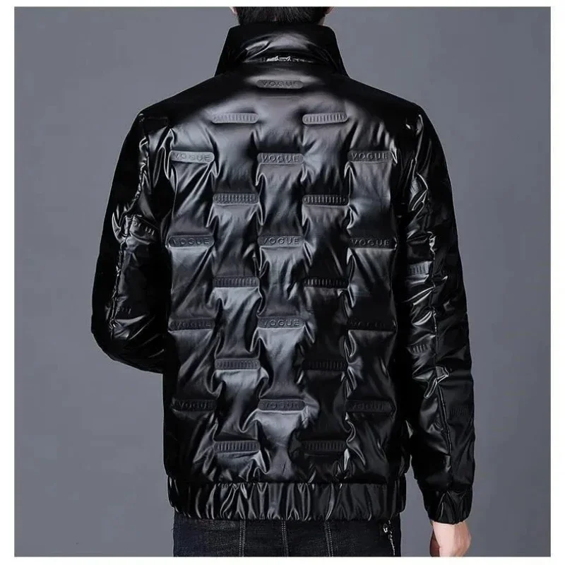 Top Trends: Men's High-end Embroidery Brand Down Cotton Jacket, New Autumn And Winter Thickened Glossy Warm Casual Outdoor Sports Jacket Shoppable Styles - Image 3