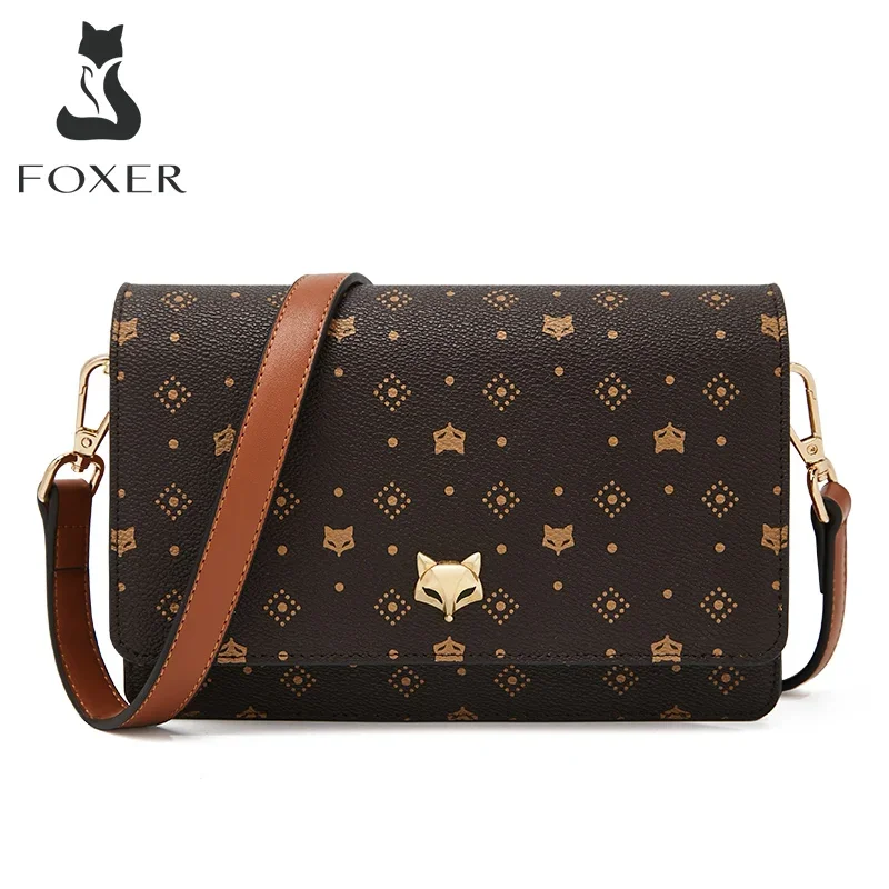 Top Trends: FOXER Brand Prints Women PVC Crossbody Shoulder Bag Female Fashion PU Leather Flap Messenger Bags Female Long Wallet&amp;Card Holder Shoppable Styles