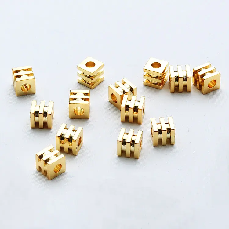 Top Trends: 20PCS 14K Gold Color Plated Brass Square Beads Bracelet Beads High Quality Diy Jewelry Accessories Shoppable Styles