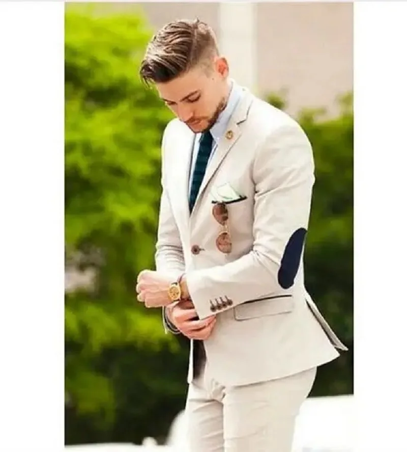 Top Trends: Beige Suits Wedding Suits For Men Elbow Patches Business Casual Groom Wear Tuxedo Slim Fit Male Blazers (Jacket Pants) Shoppable Styles