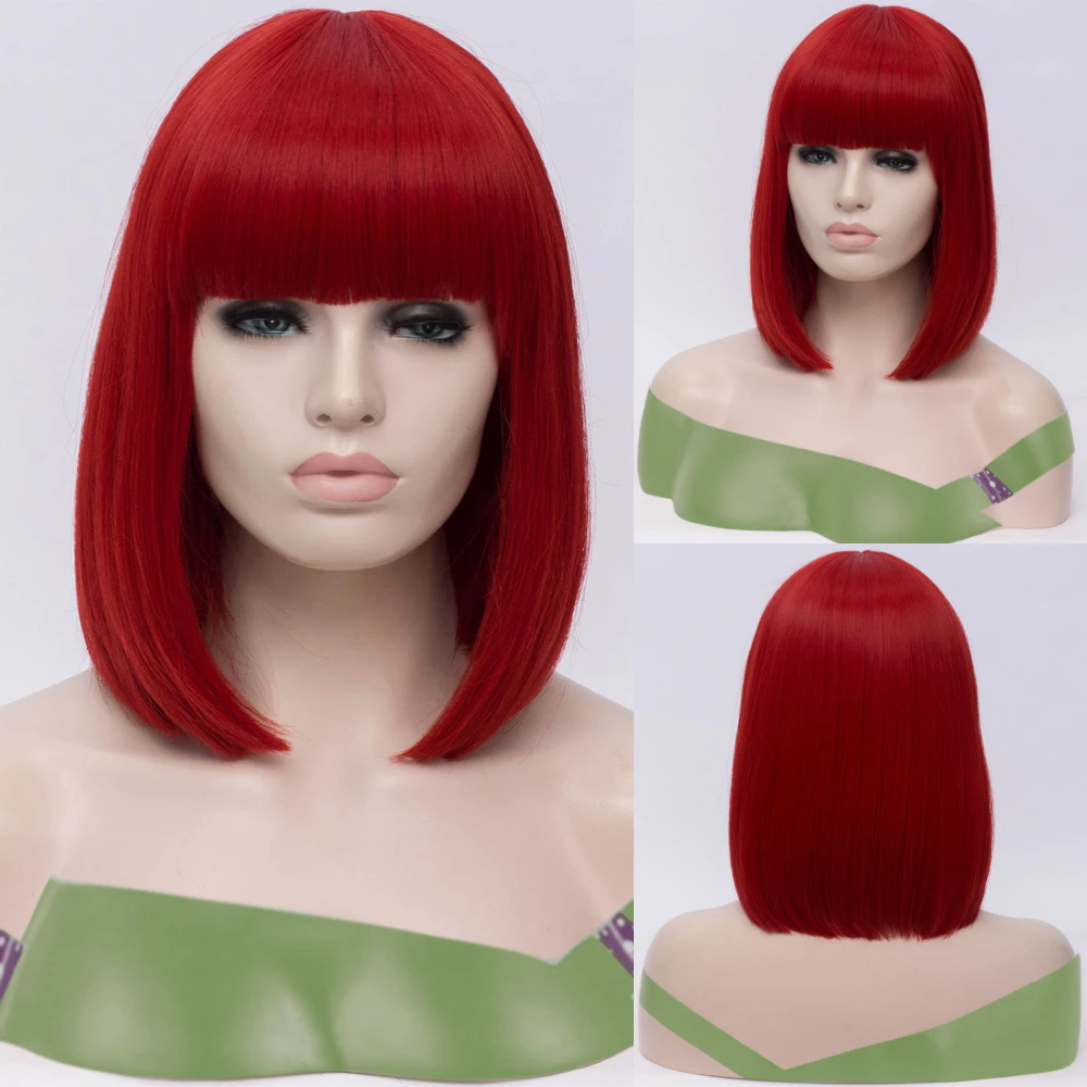 Top Trends: MSIWIGS Women Synthetic Straight Short Bob Wigs With Bangs Blue Golden Red Black White Purple Green Brown Cosplay Wig Female Shoppable Styles