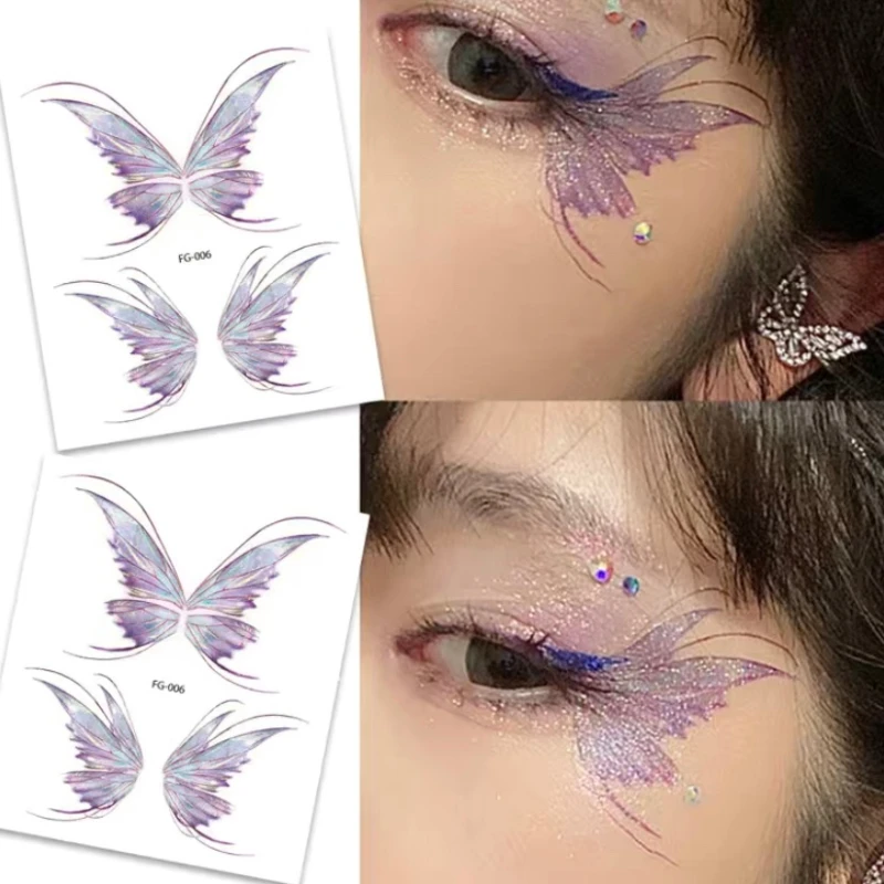 Top Trends: Eye Flash Butterfly Temporary Tattoos Stickers Waterproof Glittering Tattoo Stickers Face Arm Body Art Fake Tattoos Decoration Shoppable Styles