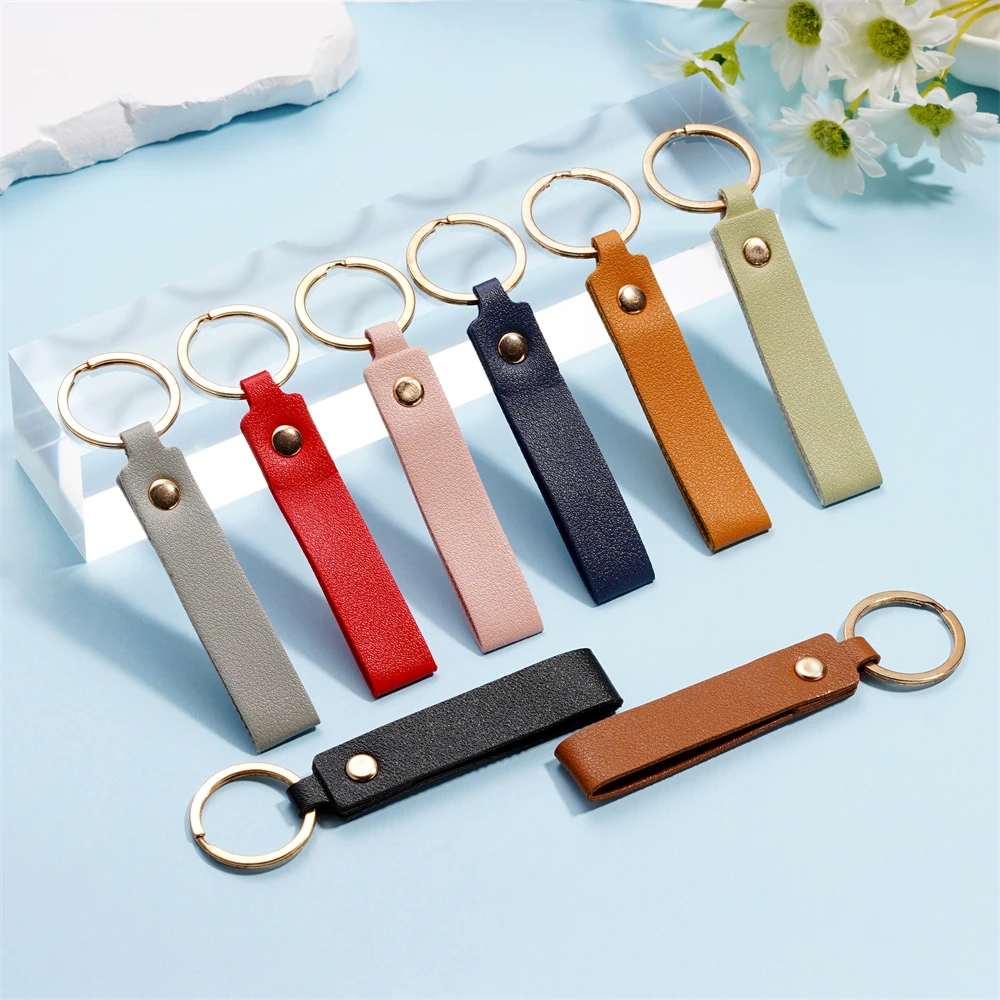 Top Trends: 1 / 5pcs PU Leather Keychain Business Gift Leather Key Chain For Men Women Car Key Strap Waist Wallet KeyChains Keyrings Shoppable Styles