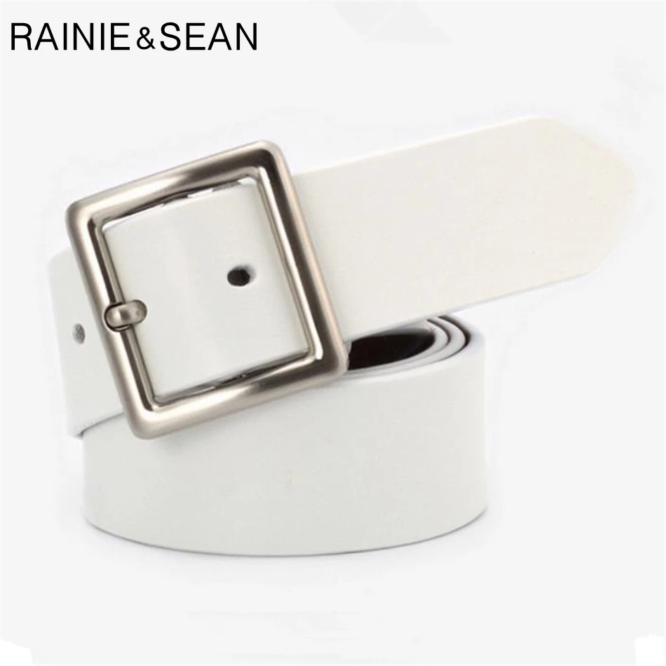 Top Trends: RAINIE SEAN White Belt Women Real Leather Belts For Women Pin Buckles Cowskin Red Black Camel Waist Belt Ladies Shoppable Styles