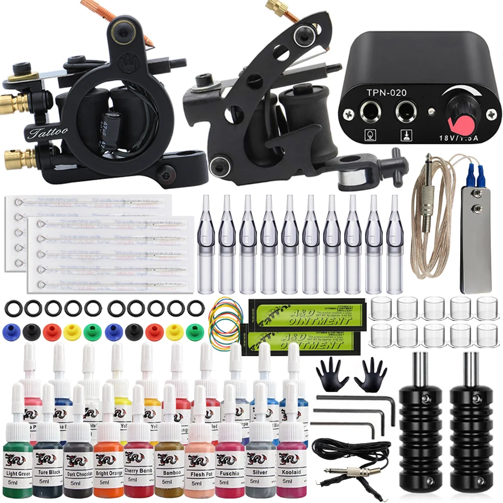 Top Trends: Complete Tattoo Kit Tattoo Machine Gun Power Supply Needles Inks Set Tattoo Accessories For Permanent Makeup Tattoo Beginners Shoppable Styles