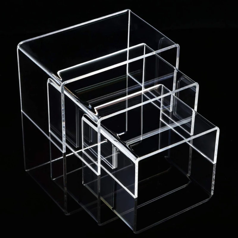 Top Trends: Acrylic Display Risers 3 Size Steps Acrylic Display Stand Anti-Corrosion Clear Showcase Display Shelf For Figure Buffet Shoppable Styles