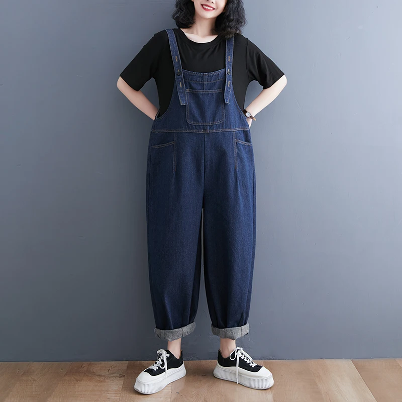 Top Trends: Loose Oversized Mom Jeans Overalls For Women Casual Streetwear Wide Leg Denim Jumpsuit Vintage Strap Dungarees Baggy Cargo Pants Shoppable Styles - Image 6