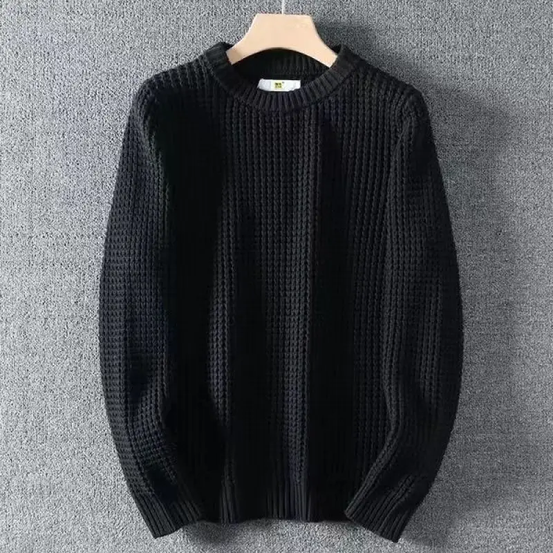 Top Trends: 2023 New Autumn And Winter Fashion Simple Thread Round Neck Loose Relaxed Thickened Underlay Knitted Oversize Men&#039;s Sweater Shoppable Styles