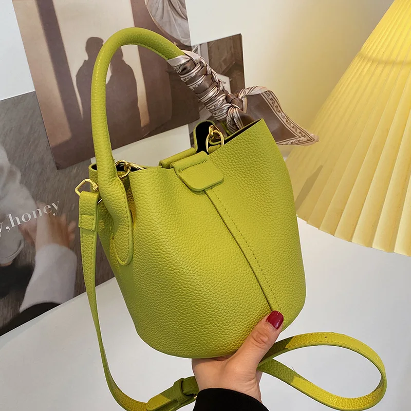 Top Trends: Commuting Crossbody Bags New Bucket Design Fashion Portable Handbag High-Quality Texture Women's Shoulder Bag Soft Solid Color Shoppable Styles