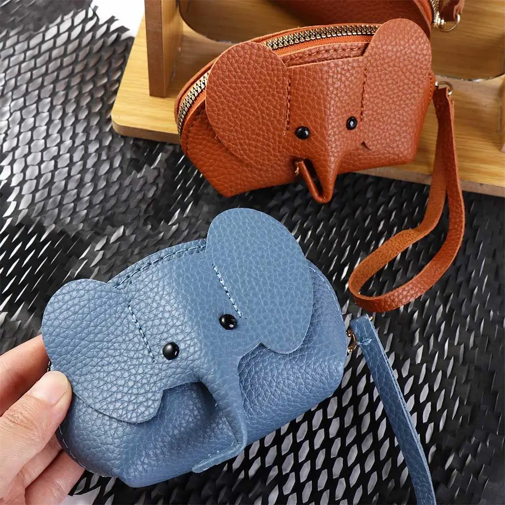 Top Trends: Elephant PU Leather Coin Purse Women Small Wallet Purses Mini Simple Zipper Bags Pocket Wallets Coin Key Storage Bag Shoppable Styles